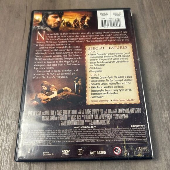 El Cid Two-Disc Deluxe Edition DVD Charlton Heston & Sophia Loren - Picture 2 of 2